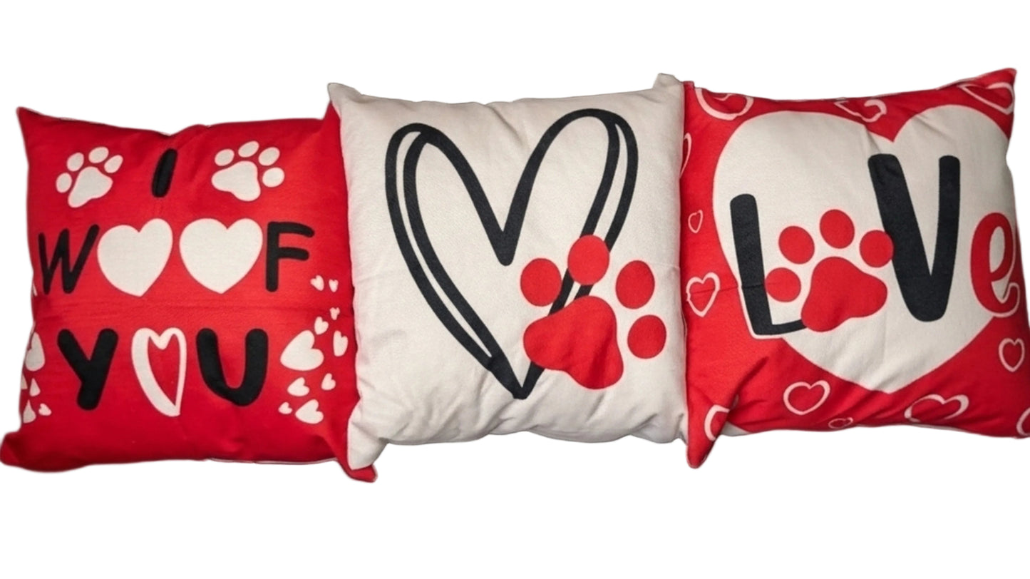 Dec. Pillows (3) Love PAWS