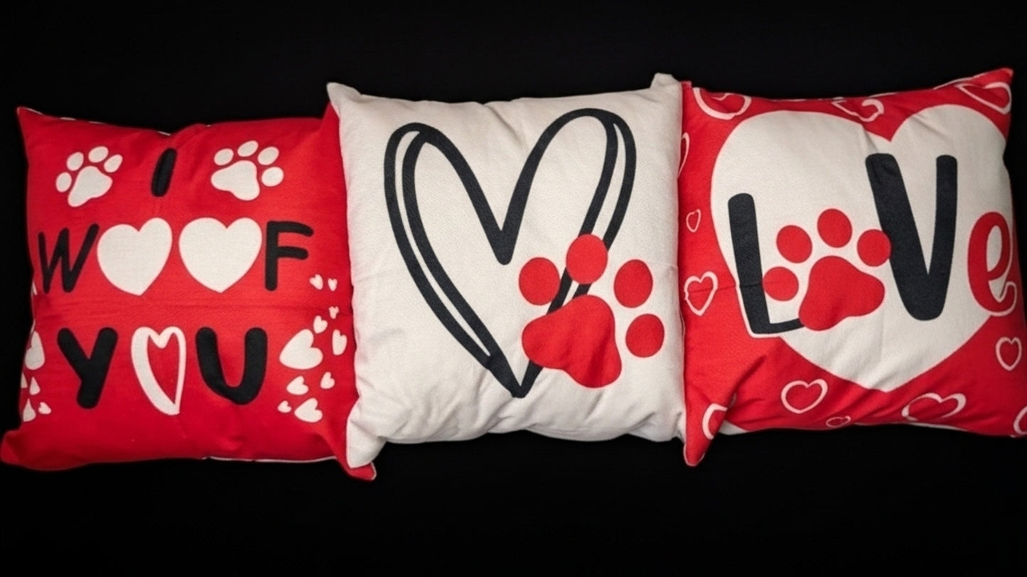 Dec. Pillows (3) Love PAWS