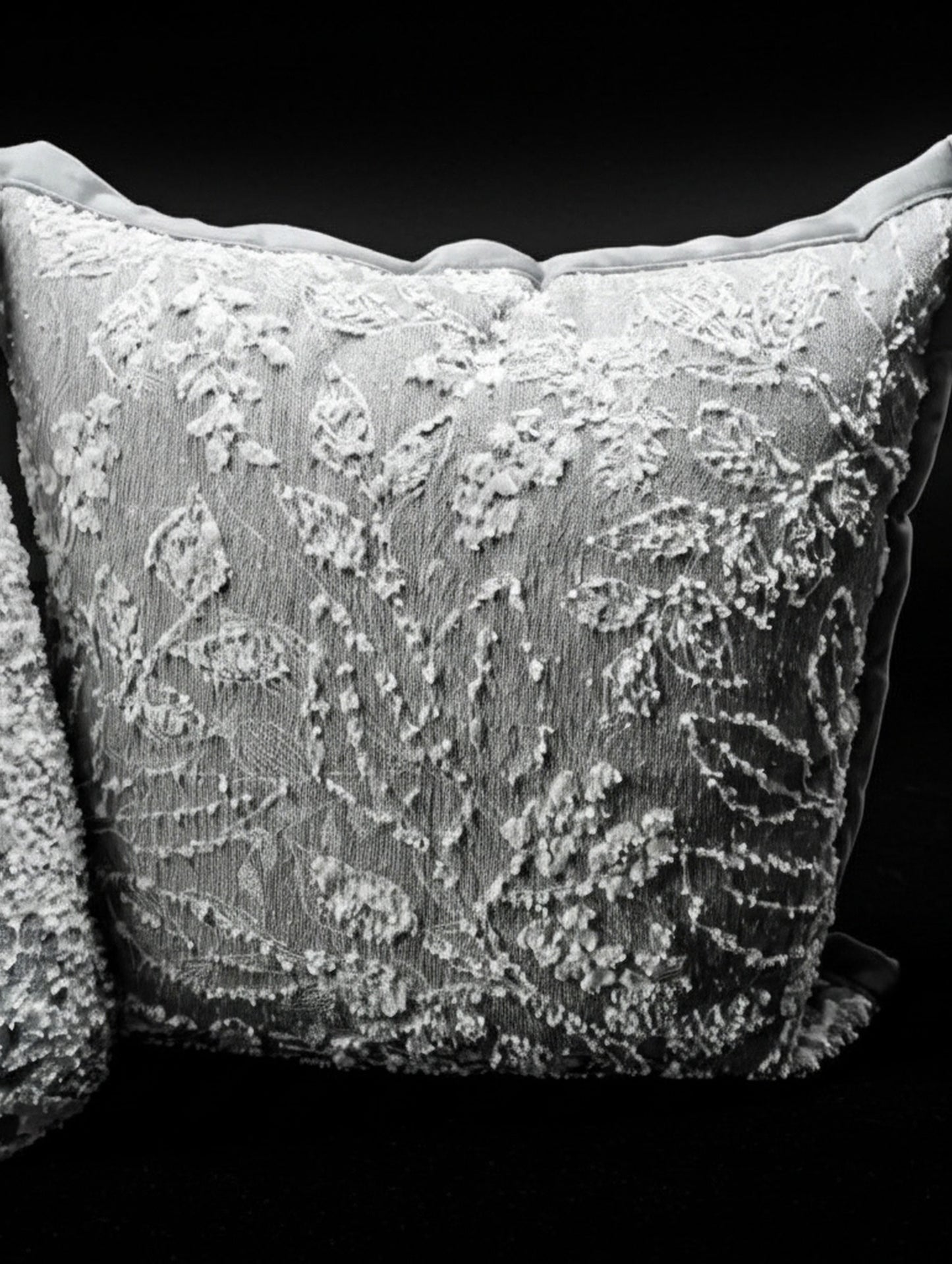 Dec. Pillows Silver & White embroidered