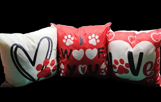 Dec. Pillows (3) Love PAWS
