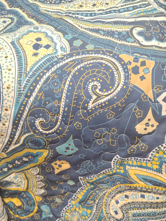 Quilt, Blue and Gold Tapestry