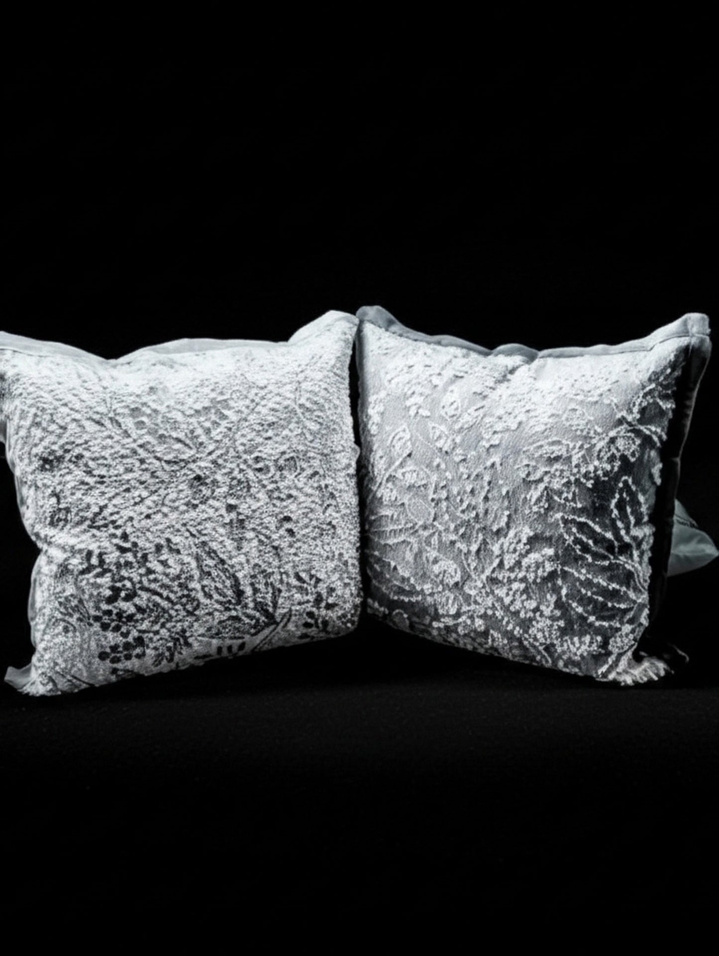 Dec. Pillows Silver & White embroidered