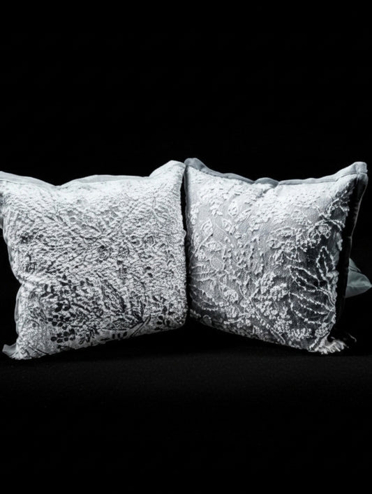 Dec. Pillows Silver & White embroidered